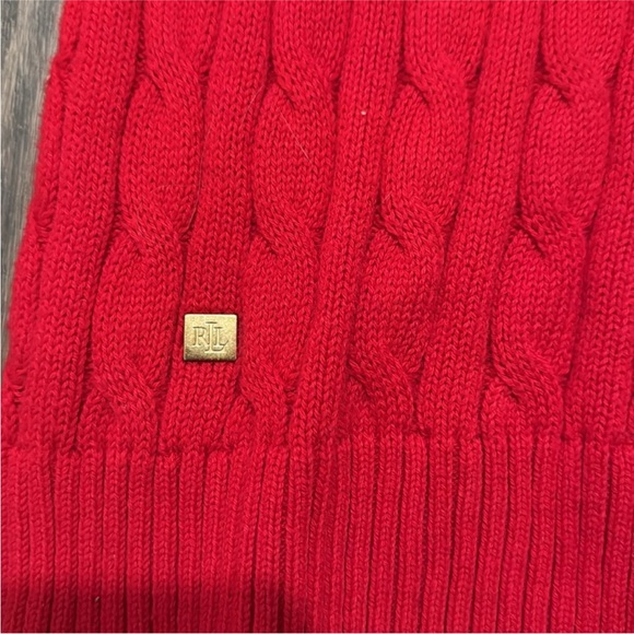 Ralph Lauren Red Cable Knit Sweater Medium - Picture 3 of 4